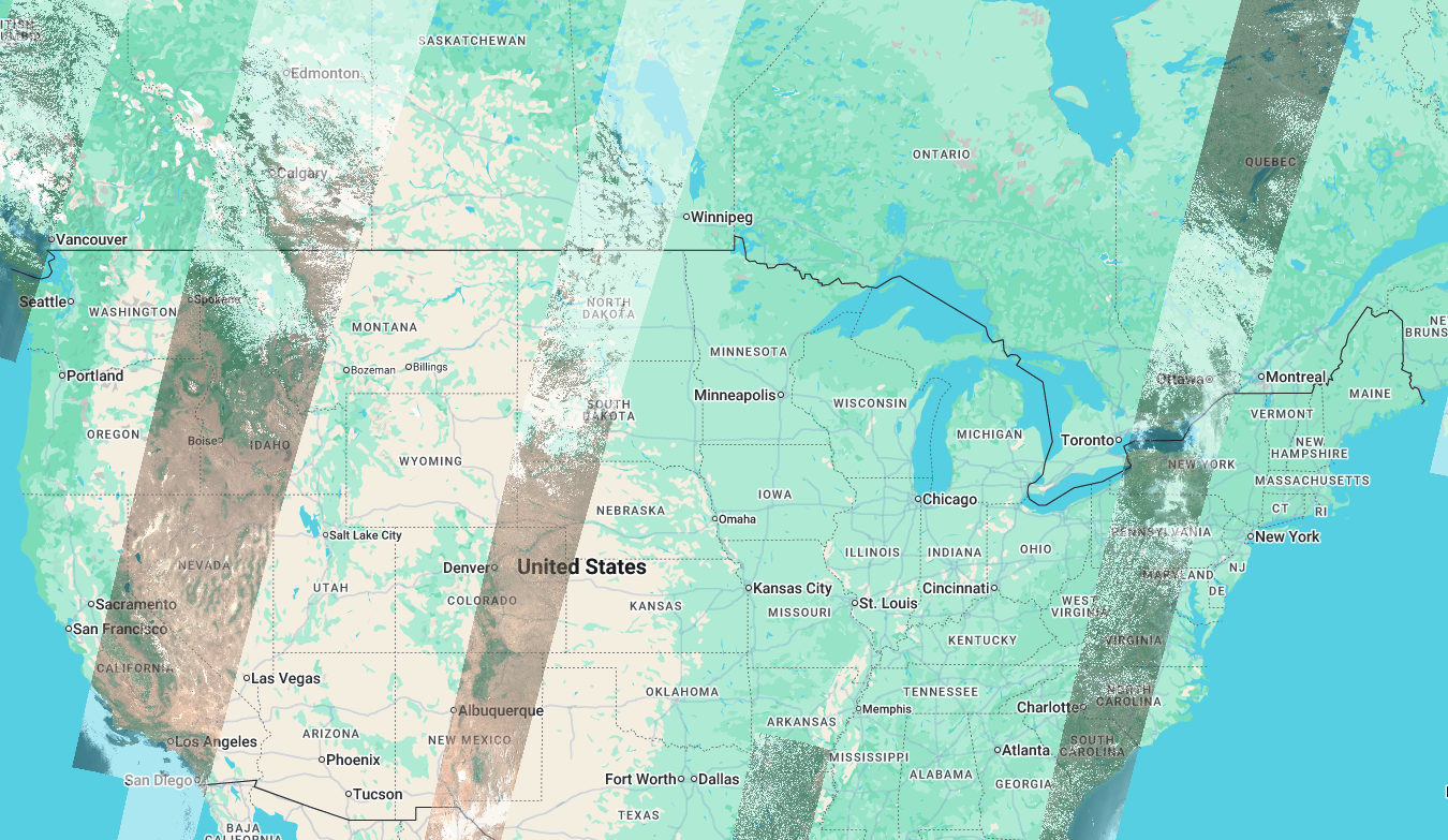 Satellite revisit imagery, day 1